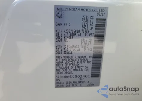 2018 Infiniti Qx60 из США, поврежденный, VIN 5N1DL0MM4JC502401